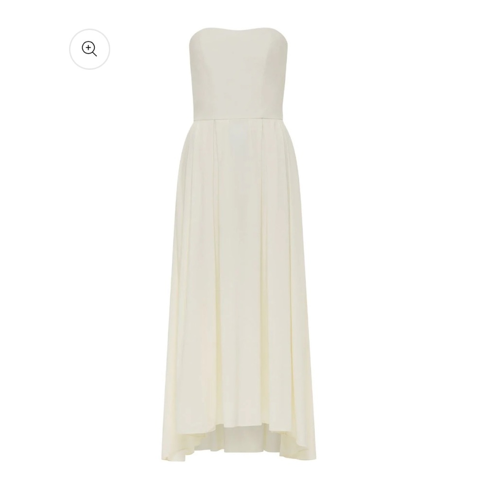 Azeeza Ezra Satin Midi Dress Ivory Strapless Corset A-Line NWT Size M